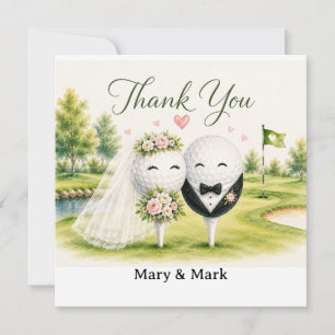Golf Ball Getting Married Thank You Card