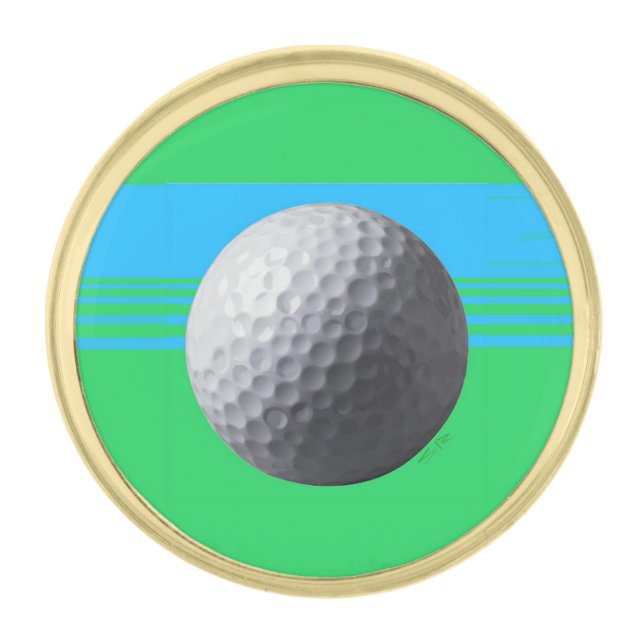 Golf Ball gold round lapel pin (Front)