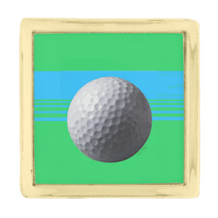 Golf Ball gold small square lapel pin