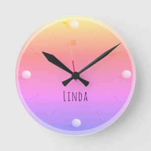 Golf Ball Green Neon Pink Athletic Personalized Round Clock