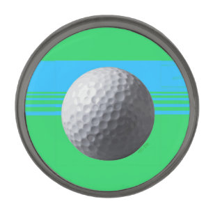 Golf Ball gunmetal round lapel pin