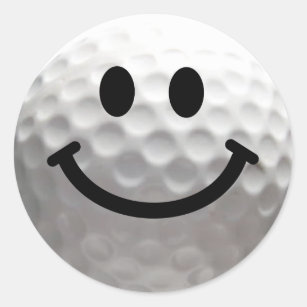Golf ball Happy Face Classic Round Sticker