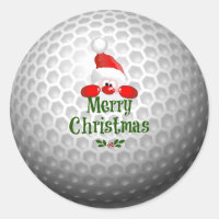 Golf Ball Holiday Design, Merry Christmas Classic Round Sticker