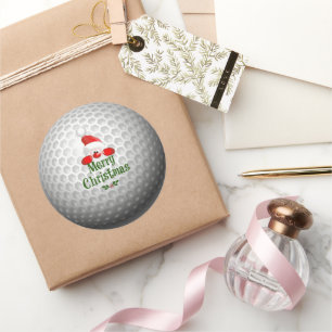 Golf Ball Holiday Design, Merry Christmas Classic Round Sticker