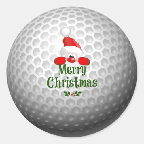 Golf Ball Holiday Design Merry Christmas Classic Round Sticker