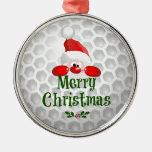 Golf Ball Holiday Design, Merry Christmas Metal Ornament