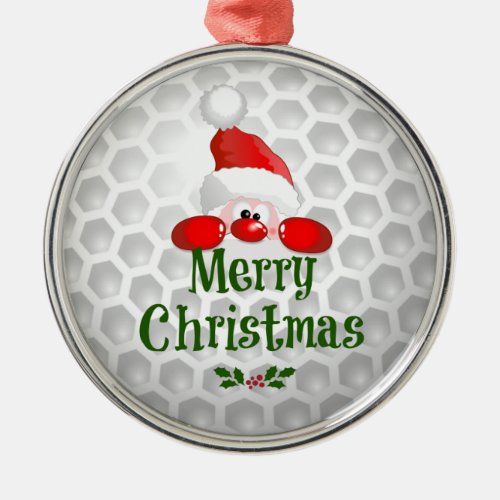 Golf Ball Holiday Design Merry Christmas Metal Ornament