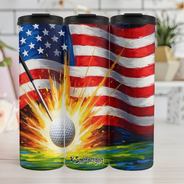 Golf Ball Impact American Flag Thermal Tumbler (Creator Uploaded)