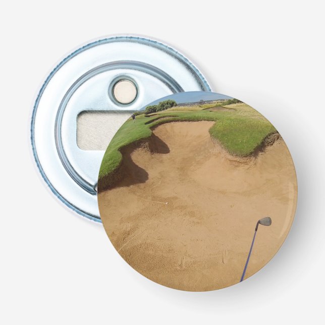 Golf Ball In Bunker, Magnetic Bottle Opener. Opener (Front)