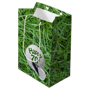 Golf Ball In Grass 70th Birthday Medium Gift Bag