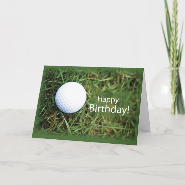 Golf Ball in Grass Birthday Card (Front)
