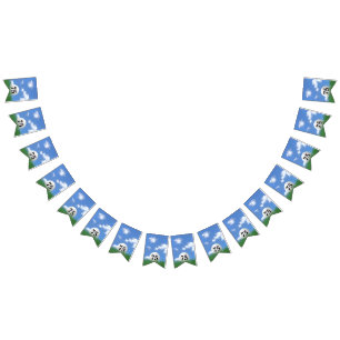 golf ball in grass for 75th birthday bunting flags