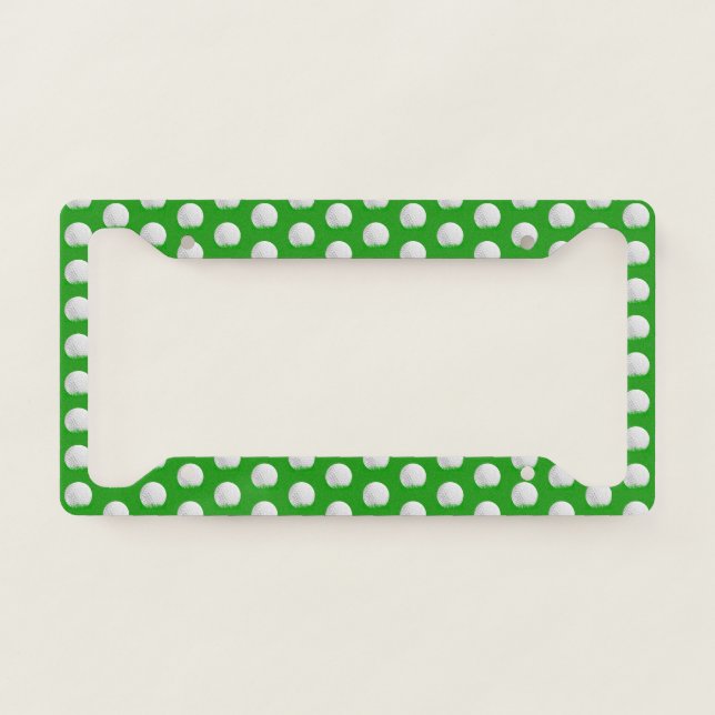 Golf Ball in Grass Pattern License Plate Frame (Front)