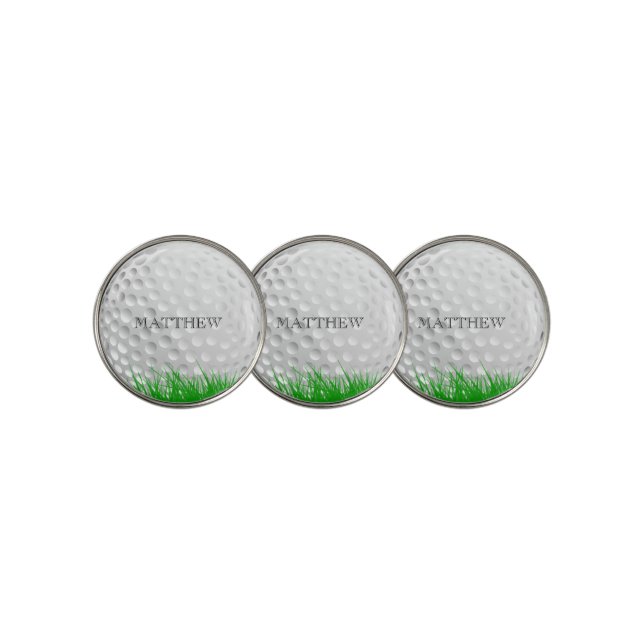 Golf ball in Grass Personalized Golf Ball Marker (3 Up)