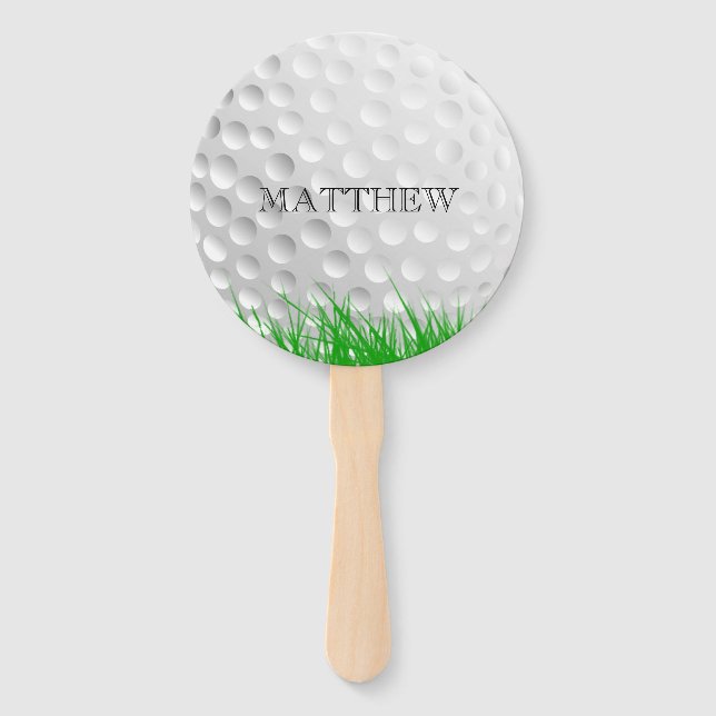 Golf ball in Grass Personalized Hand Fan (Back)