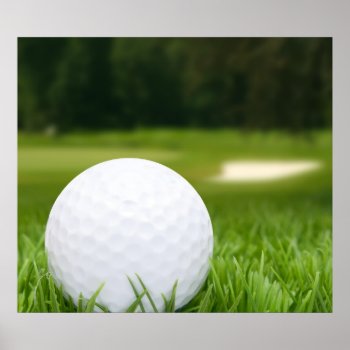 Golf Ball In Grass Poster by JAM_Design at Zazzle