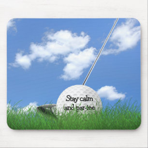 golf ball in grass with club mouse pad
