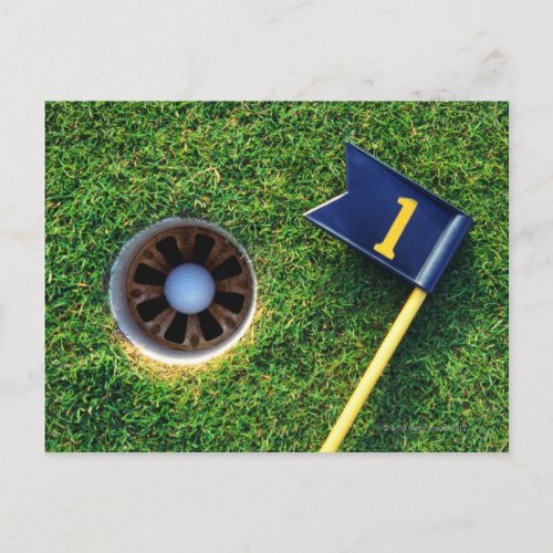 golf ball in hole postcard