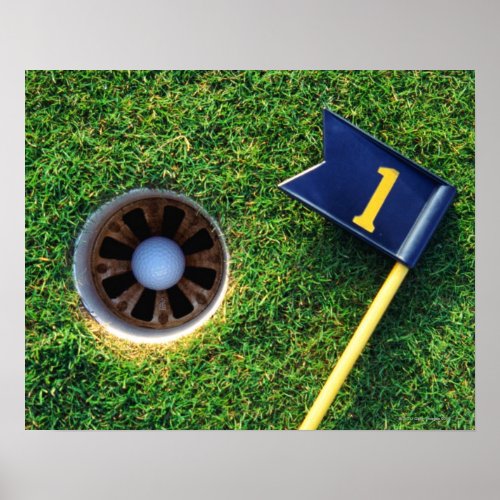 golf ball in hole poster