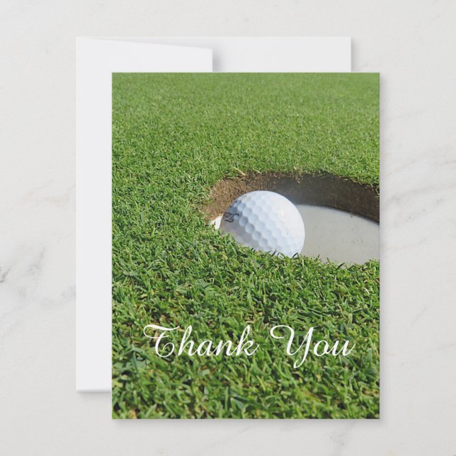 Golf Ball in hole Thank You Card (Front)