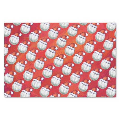 Golf Ball in Santa Hat Pattern on Red Tissue Paper