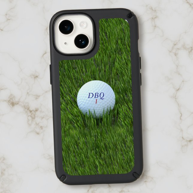Golf Ball in the Rough Monogram Golfing Dad Green Speck iPhone Case (Creator Uploaded)