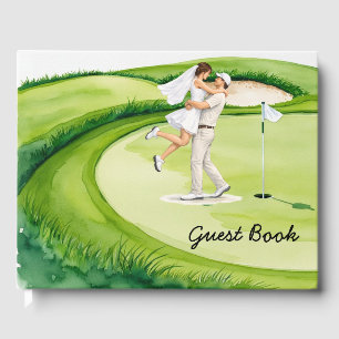 Golf ball is on putting green guest book