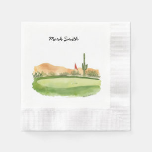 Golf ball is on putting green with your name napk napkins