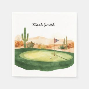 Golf ball is on putting green with your name  napkins
