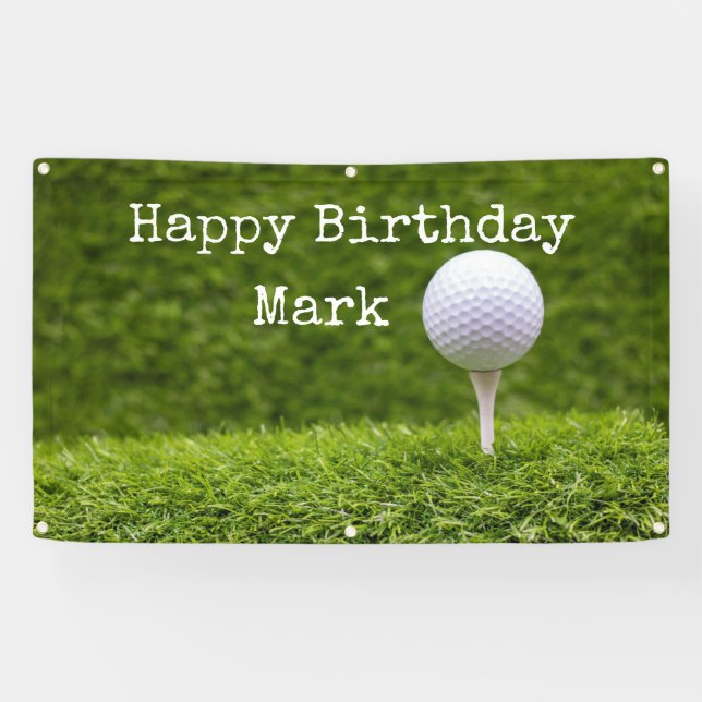 Golf ball is on tee on green grass background banner (Horizontal)