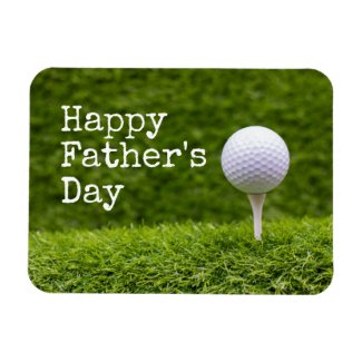 Golf ball is on tee on green Happy Father's day C Magnet