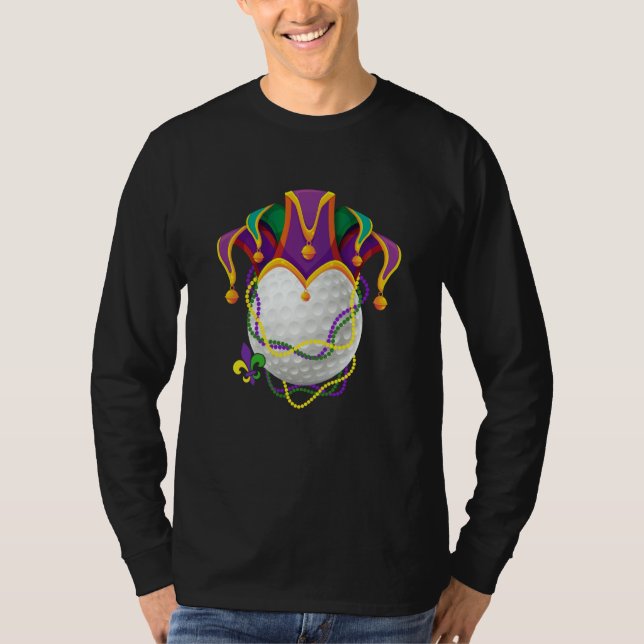 Golf Ball Jester Hat Mardi Gras Parade Beads Mardi T-Shirt (Front)