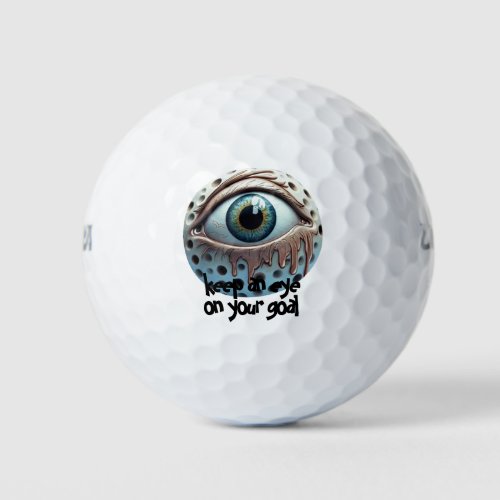 Golf ball keep an eye on your goal