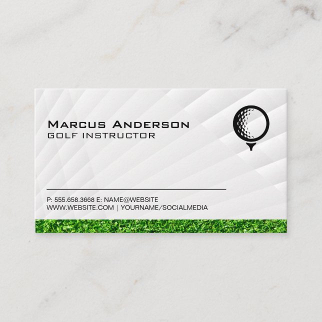 Golf Ball Logo | Grass Business Card (Front)