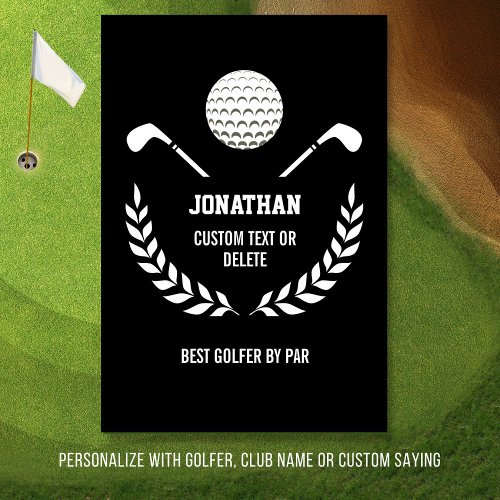 Golf Ball Logo Personalized Golfer Club Name Black Rug