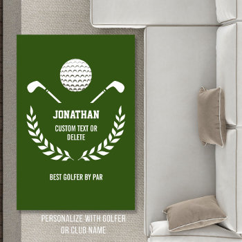Golf Ball Logo Personalized Golfer Club Name Green Rug by colorfulgalshop at Zazzle