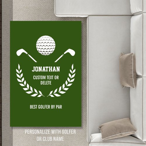 Golf Ball Logo Personalized Golfer Club Name Green Rug