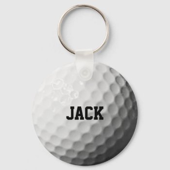 Golf Ball Look Personalized Keychain by VisionsandVerses at Zazzle