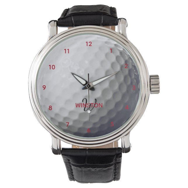 Golf Ball Look Personalized Monogram Watch (Front)