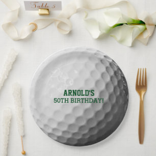 Golf Ball Look Personalized Paper Plates