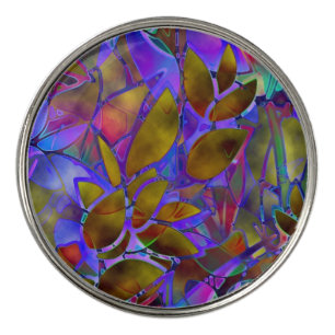 Golf Ball Marker Floral Abstract Stained Glass