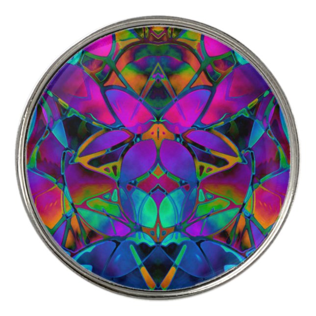 Golf Ball Marker Floral Fractal Art (Front)