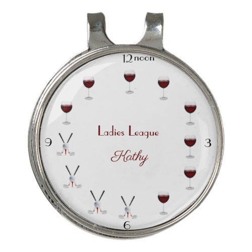 Golf Ball Marker for ladies with wine Name Golf Hat Clip