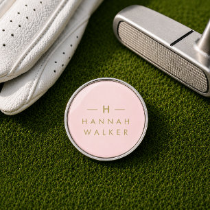 Golf Ball Marker   Pink Monogram Golfing Gift