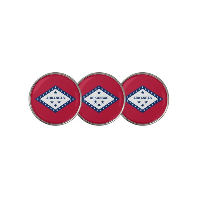 Golf Ball Marker with Flag of Arkansas, USA (3 Up)
