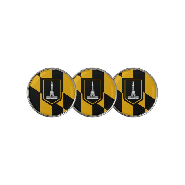Golf Ball Marker with Flag of Baltimore City (3 Up)