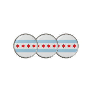 Golf Ball Marker with Flag of Chicago, USA