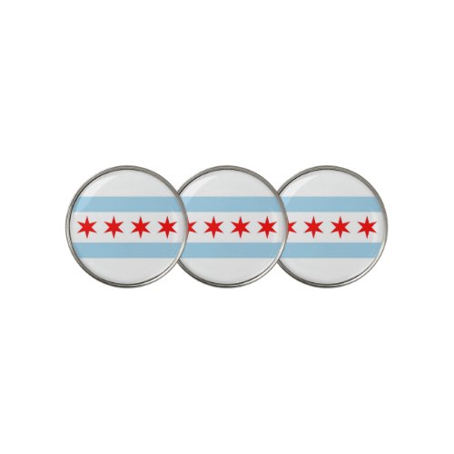 Golf Ball Marker with Flag of Chicago USA