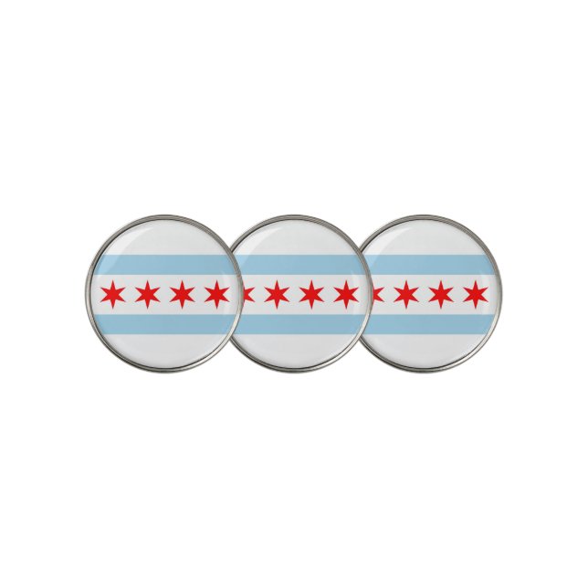Golf Ball Marker with Flag of Chicago, USA (3 Up)