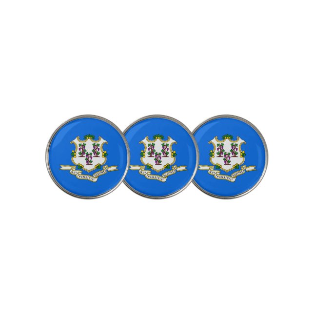 Golf Ball Marker with Flag of Connecticut, USA (3 Up)